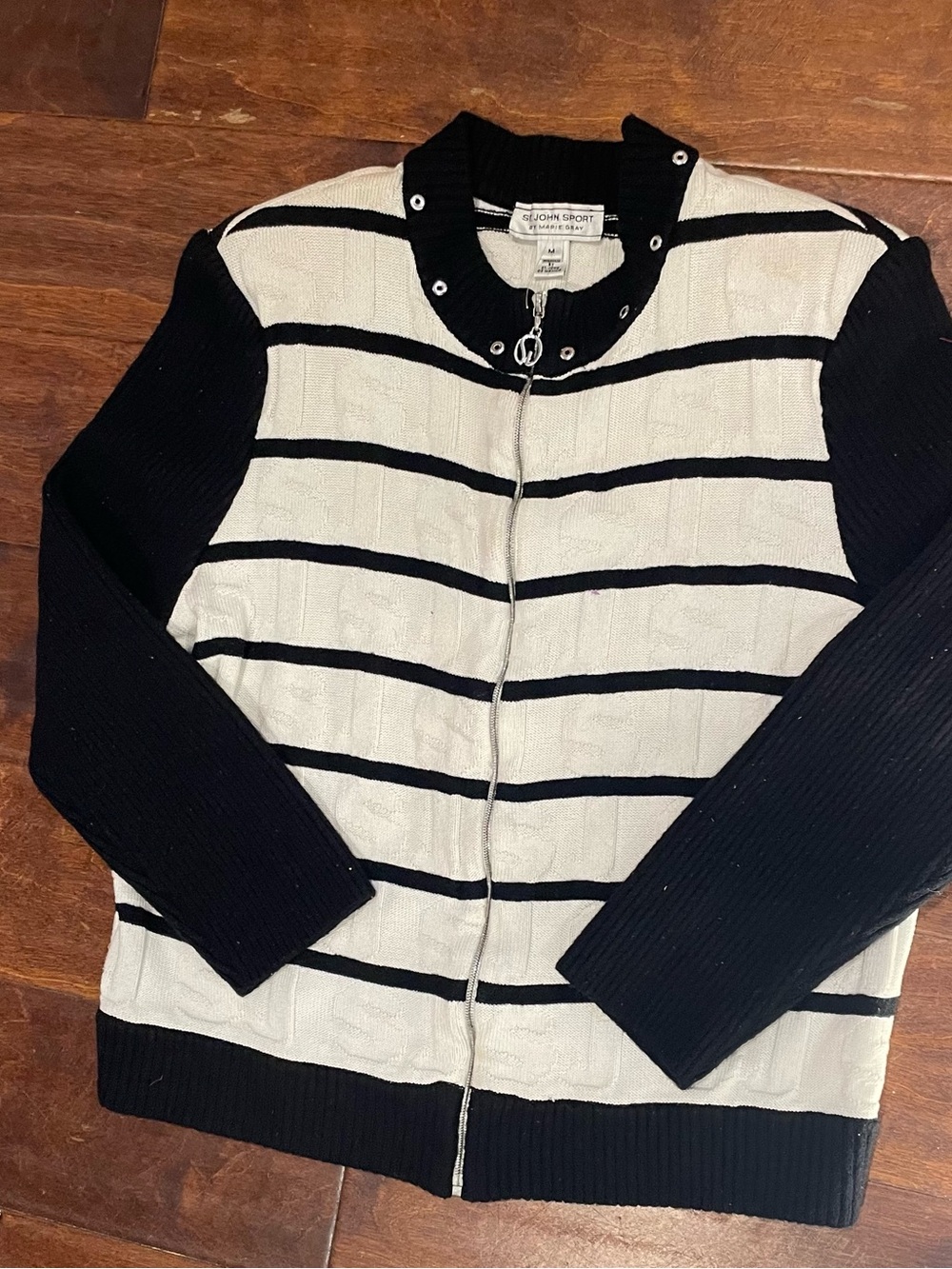 St. John Sport by Marie Gray Women’s Black & White Cardigan M